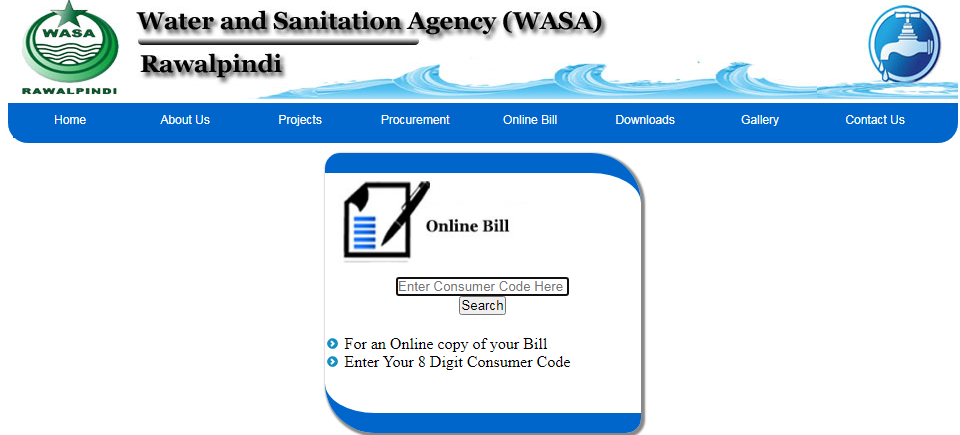 WASA Rawalpindi Duplicate Bill Online