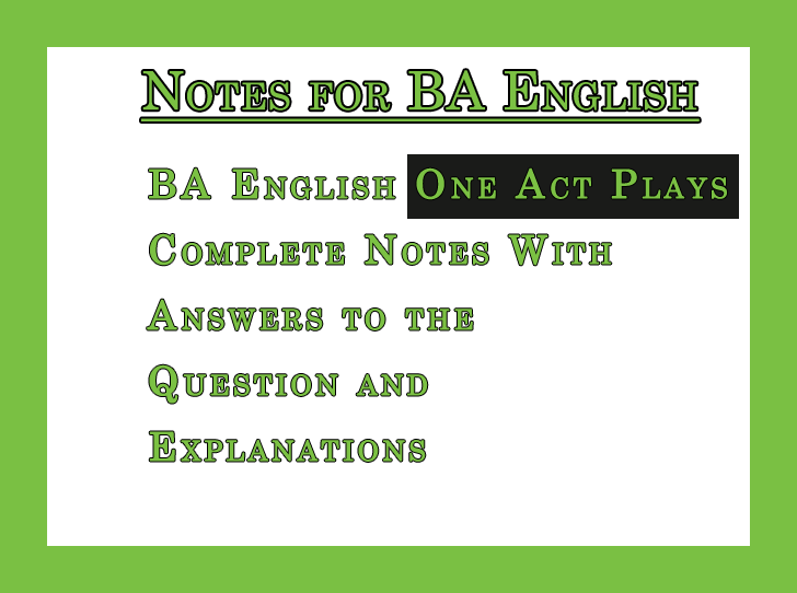 BA English One Act Plays