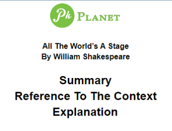 BA English Poem All The World's A Stage