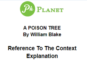 BA English Poem A Poison Tree