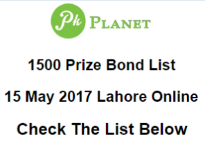 Prize Bond List Of 1500