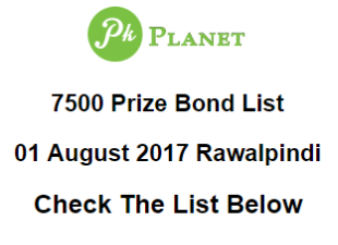 Prize Bond List Of 7500