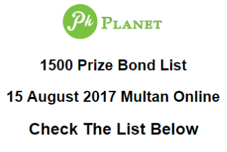 Prize Bond List Of 1500